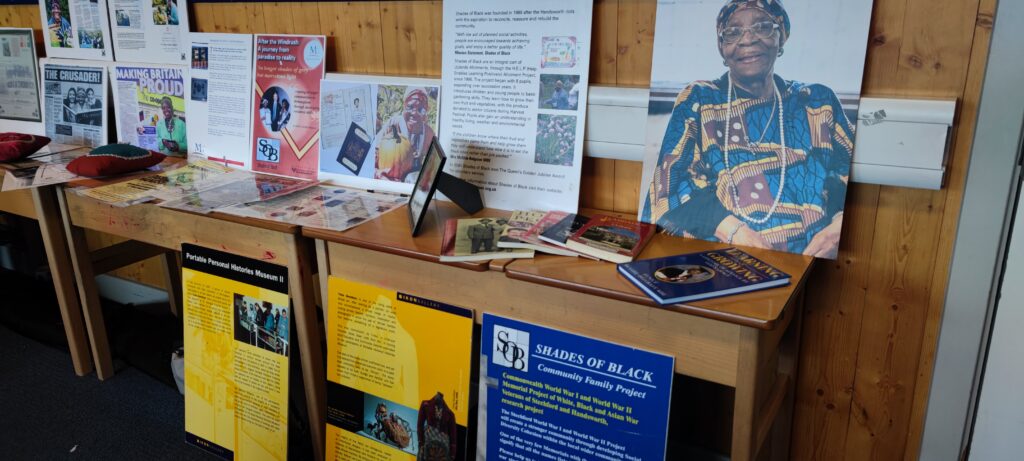 Display material at Stechford Primary School for Mrs. McGhie-Belgrave's discussion about Windrush