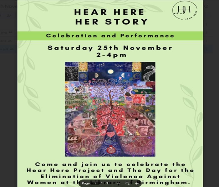 Hear Here Her Story Post 25th November event