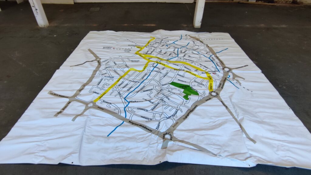 Map used at Echoes Yard Talk to be used this summer for Home in Highgate