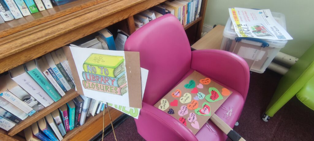 Armchair protest in Stirchley Library