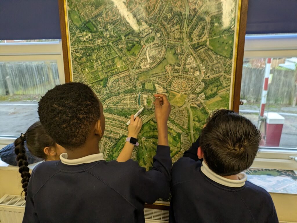 Working out where we are on the arial photo